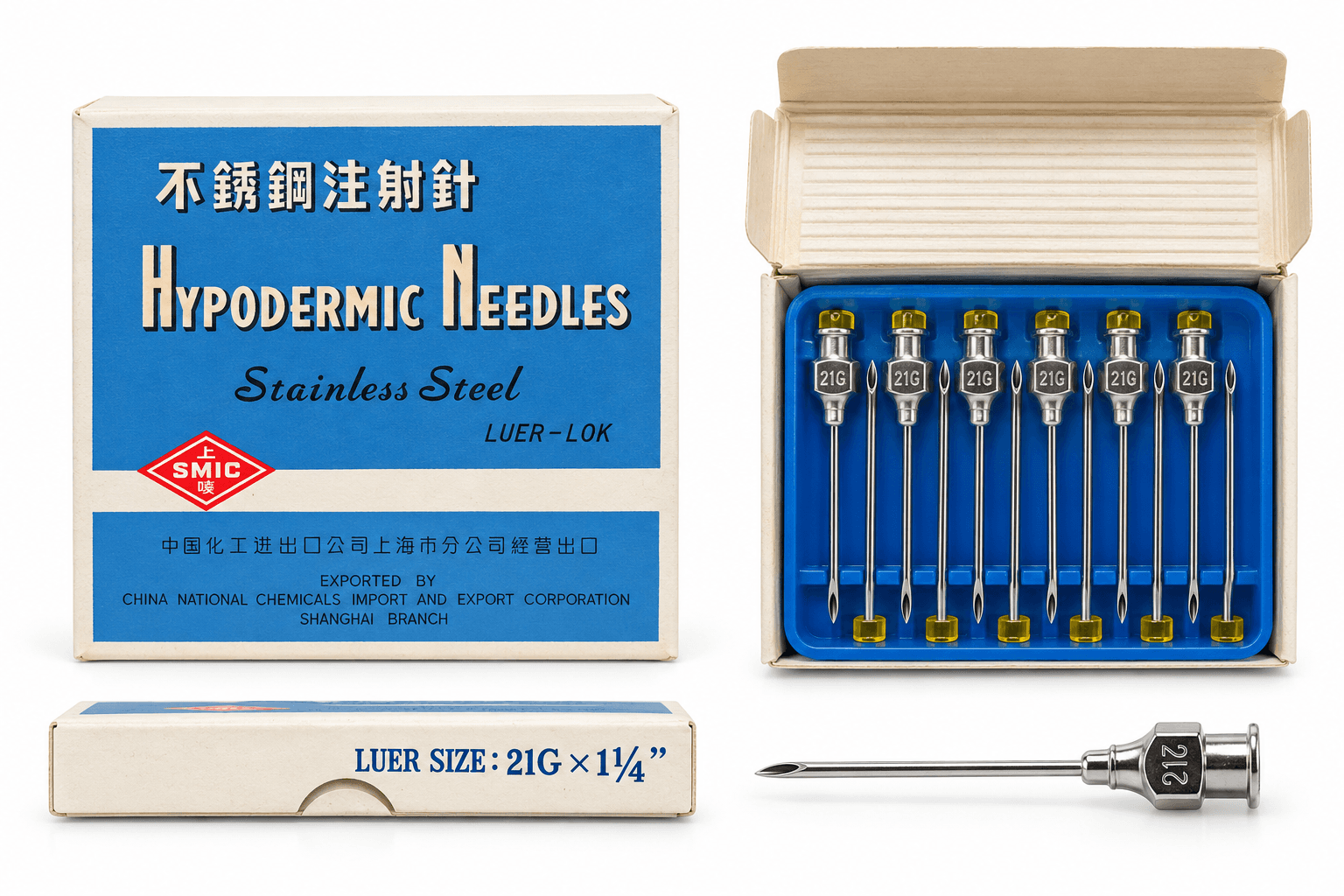سرسوزن فلزی SMIC سایز 21G طول 1¼ اینچ مدل لوئرلاک 12 عددی
