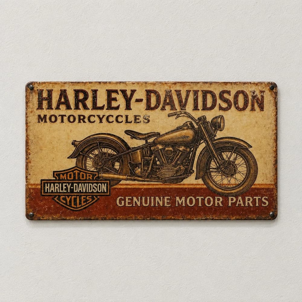 تابلو چوبی طرح harley davidson سایز 30×15