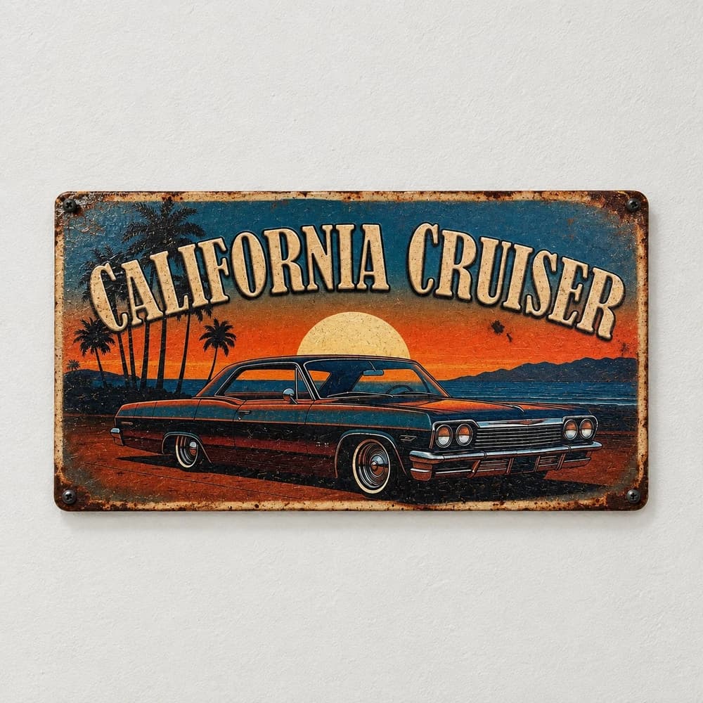 تابلو چوبی طرح california cruiser سایز 30×15