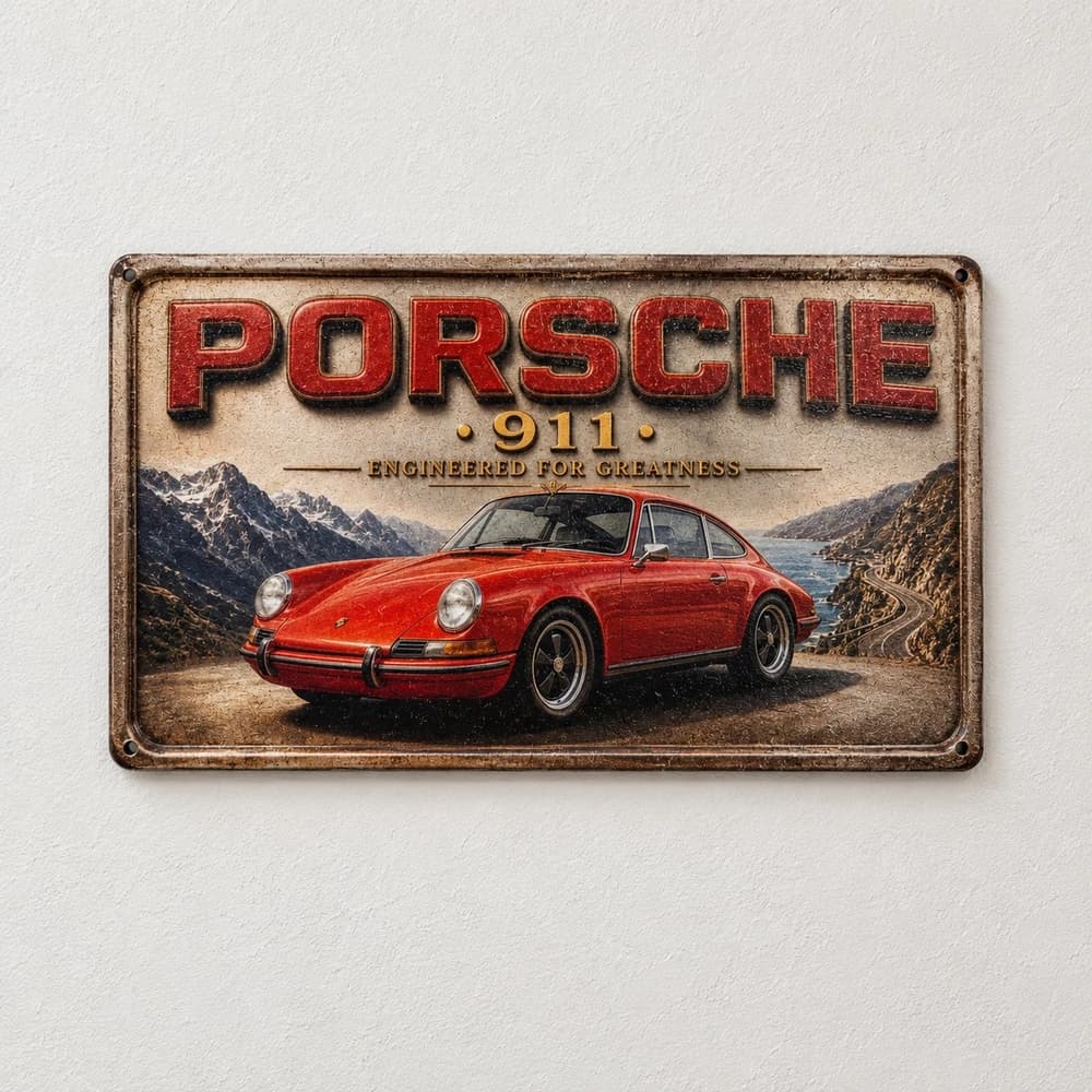 تابلو چوبی طرح porsche 911 سایز 30×15