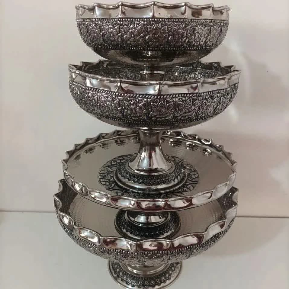 ست پذیرایی مسی گلستان کروم ۴ پارچه