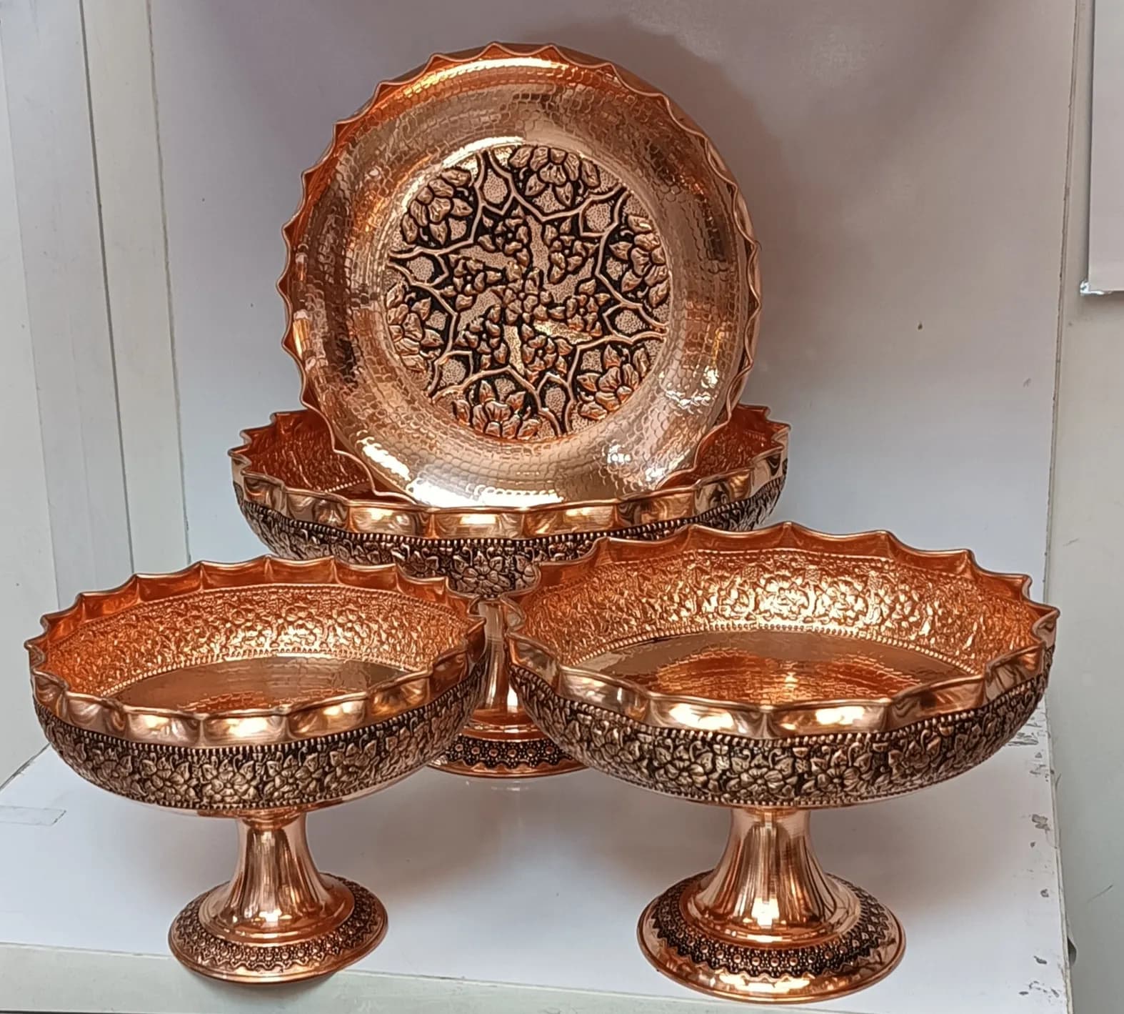 ست پذیرایی مسی نانو شده گلستان ۴ پارچه