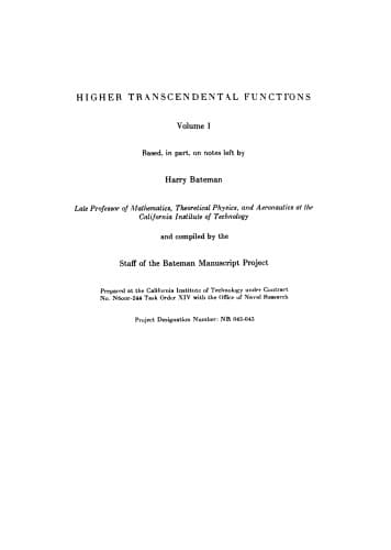 دانلود کتاب Higher Transcendental Functions