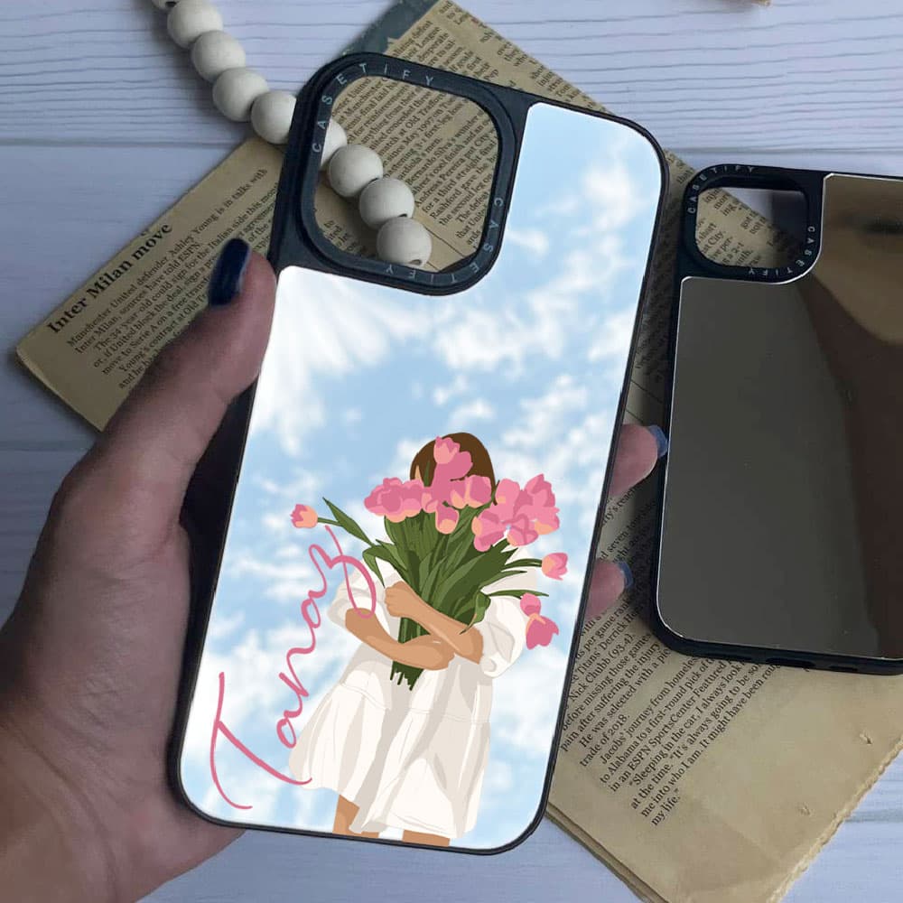 قاب آینه ای چاپی سفارشی به اسم دلخواه (کد 0414) طرح لاله مناسب برای گوشی موبایل شیائومی ردمی Xiaomi Redmi Note 8 / Note 8 Pro / Note 9S / Note 9 Pro / Note 10 Pro / Note 10 Pro Max / Note 11S / Note 1
