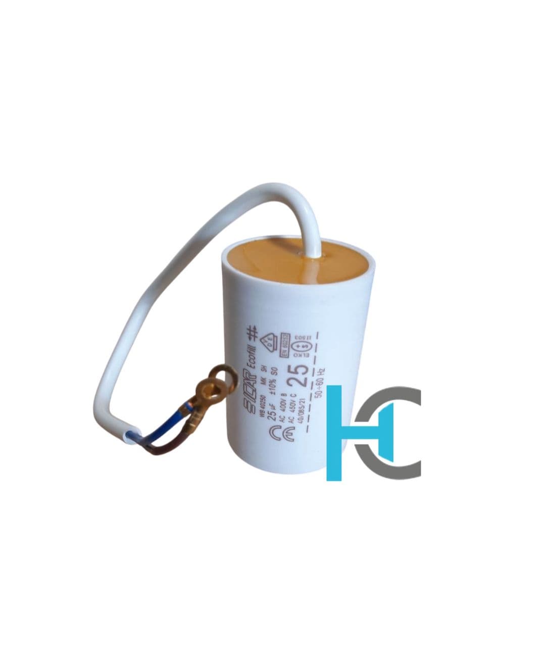 خازن 25 میکروفاراد 450 ولت بدنه پلاستیکی (فیشی)