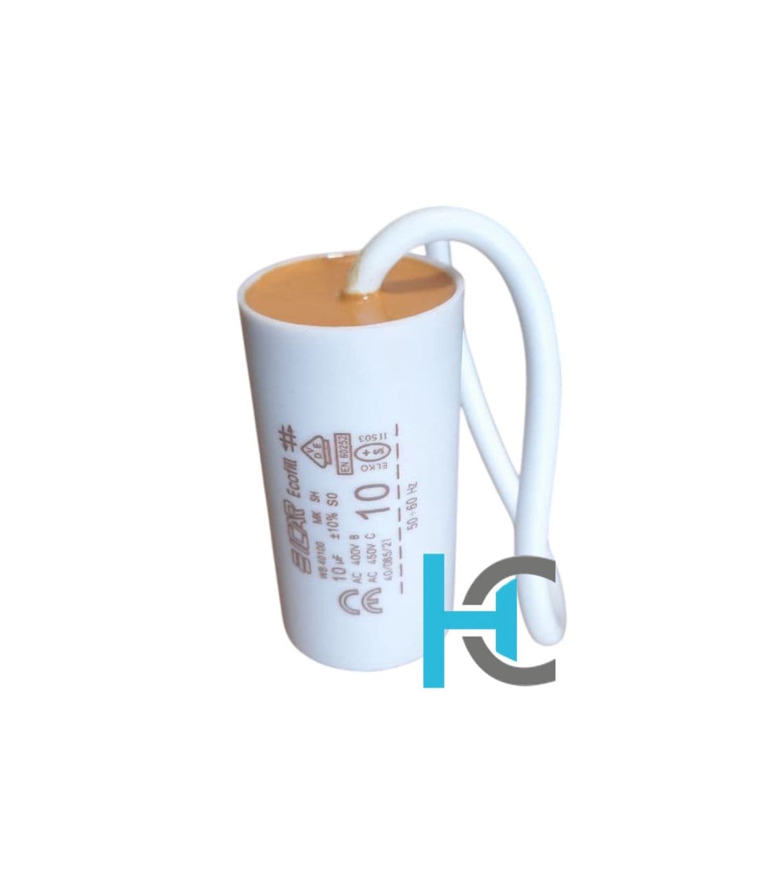 خازن 10 میکروفاراد 450 ولت بدنه پلاستیکی (فیشی)