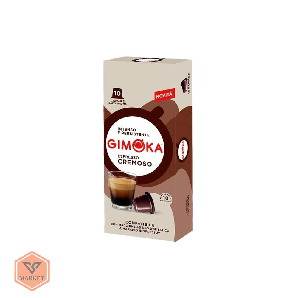 کپسول قهوه نسپرسو جیموکا کرموسو اصل ایتالیا (Gimoka Cremoso) بسته ۱۰ عددی آلومینیومی | شدت ۱۰