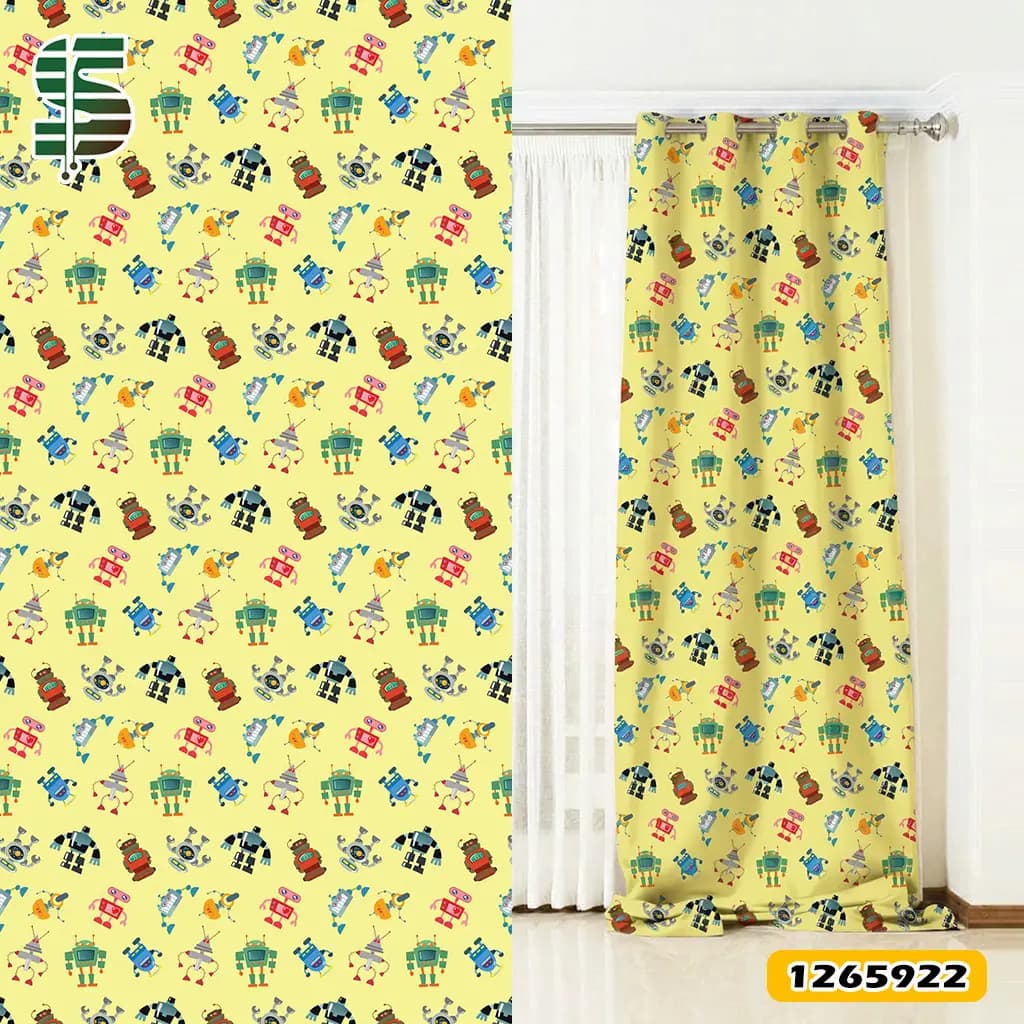 پرده پانچ کودک کد 1265922 طرح ربات ها 2