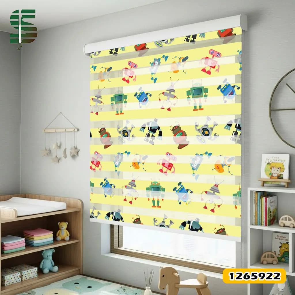 پرده زبرا کودک کد 1265922 طرح ربات ها 2
