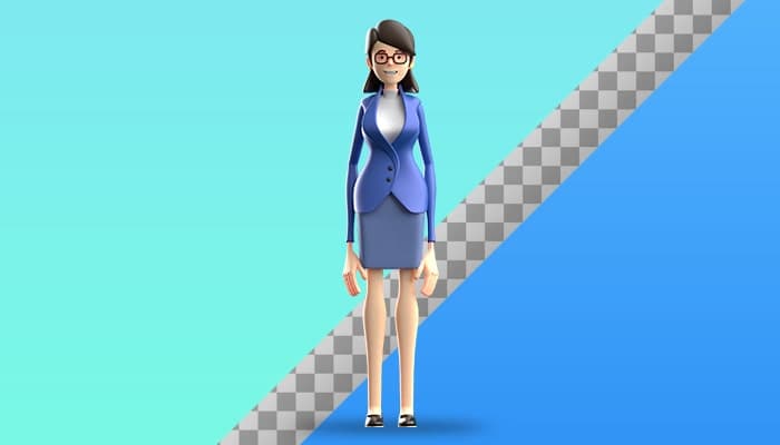تصویر PNG کاراکتر سه بعدی زن جوان تاجر ایستاده