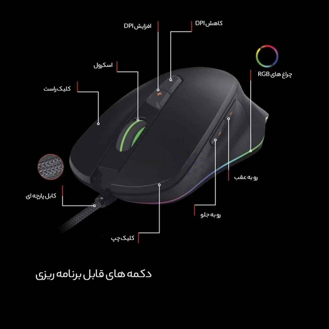 ماوس باسیم گیمینگ TSCO مدل GM 788 – مشکی (گارانتی 18 ماهه تسکو) — تصویر ۴