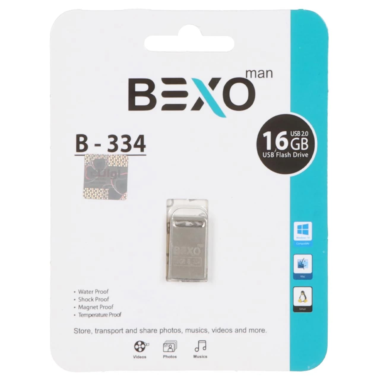 BEXO B-334 USB2.0 Flash Memory – 16GB (گارانتی داده پردازی آواتک) نقره ای