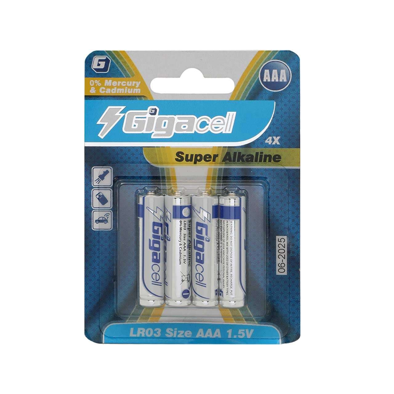 باتري نیم قلمي گيگاسل مدل Gigacell Super Alkaline-AAA بسته 4 عددي