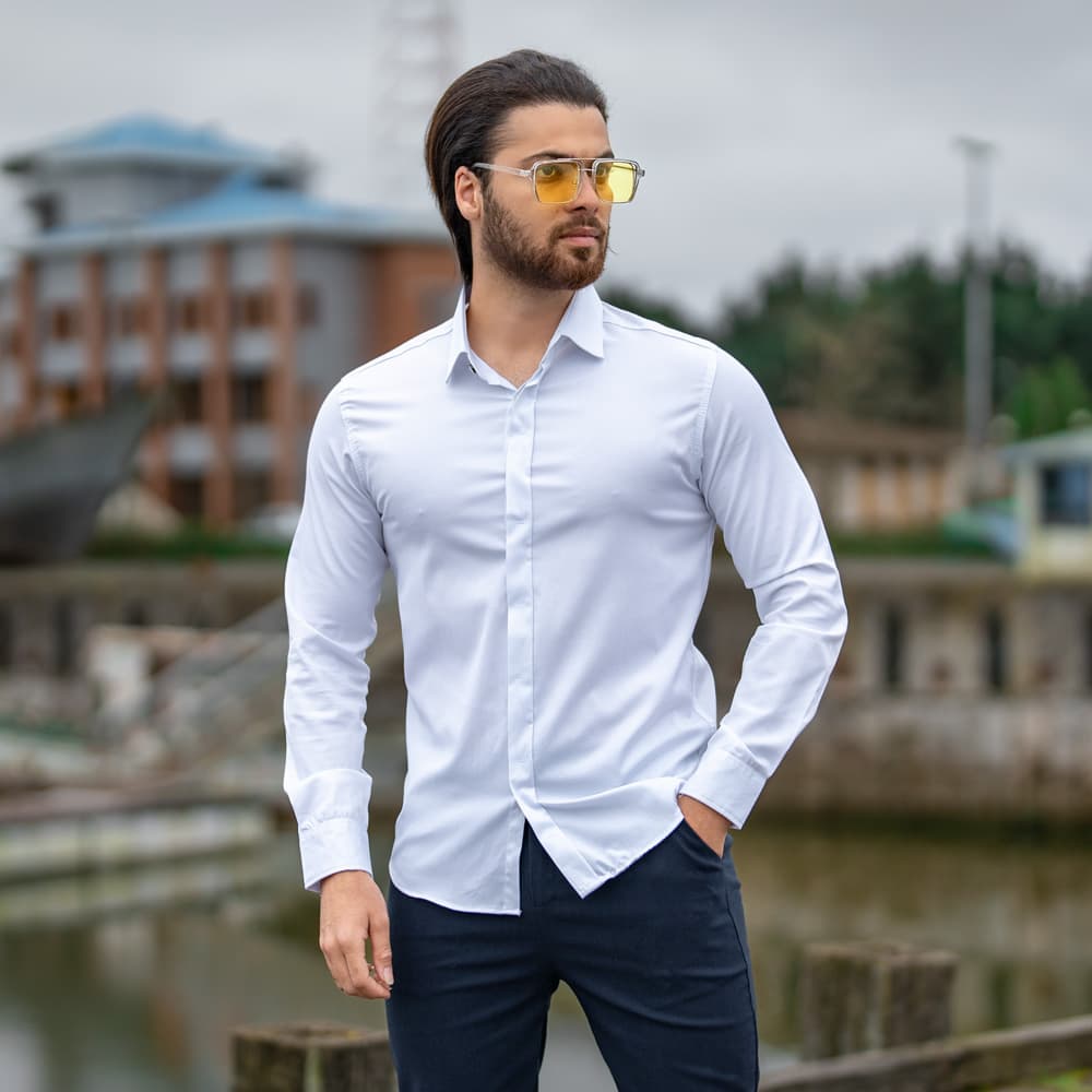 پیراهن مردانه سفید کد 21269