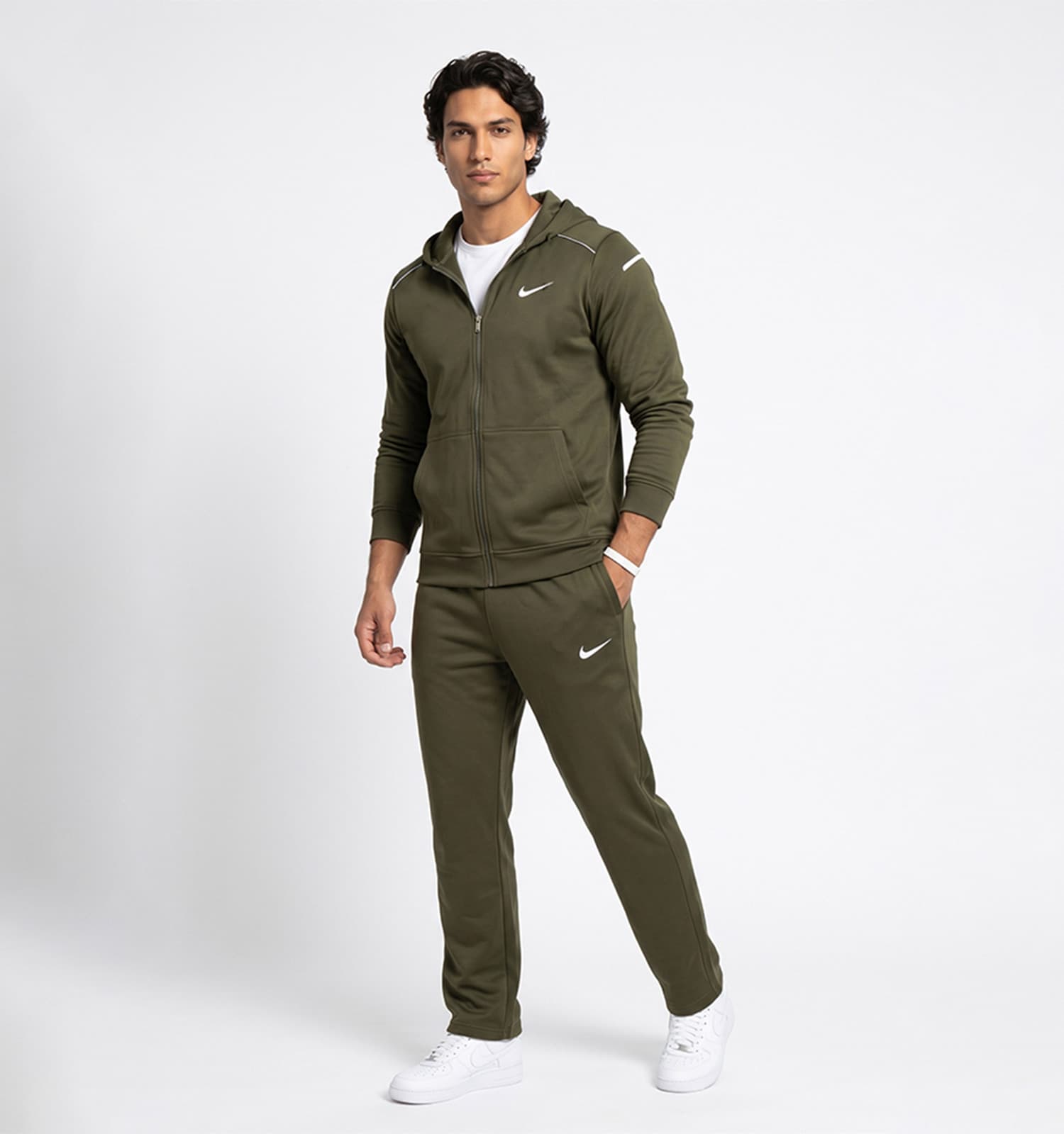 ست سویشرت و شلوار مردانه نرمال طرح دار اسپان سبز Nike کد 51238 — تصویر ۲
