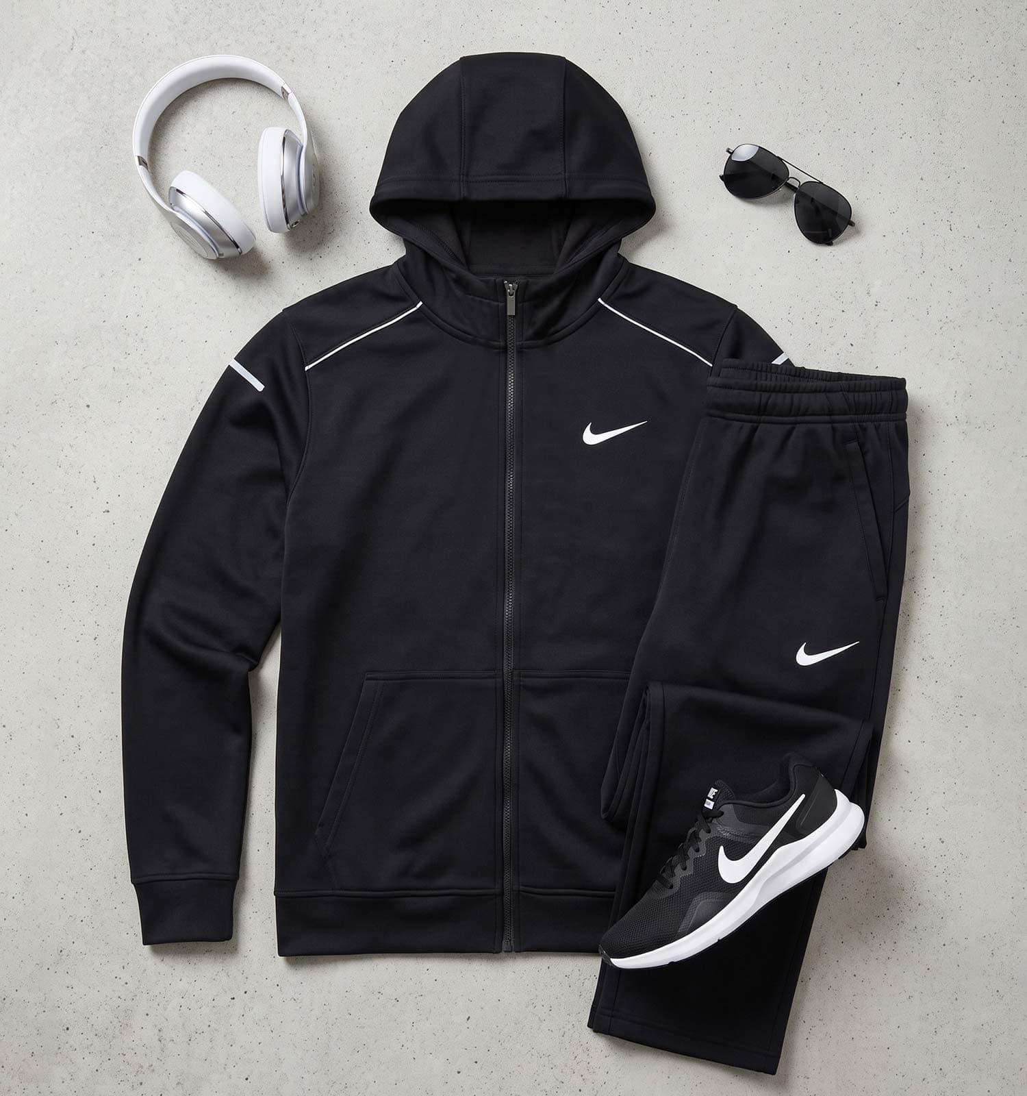 ست سویشرت و شلوار مردانه نرمال طرح دار اسپان مشکی Nike کد 51241 — تصویر ۳