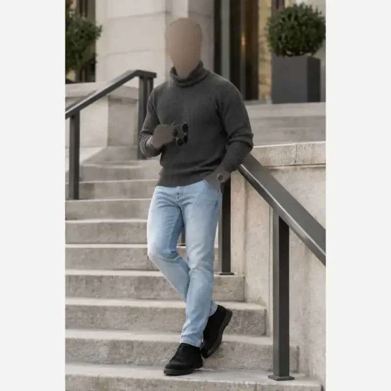 پلیور بافت مردانه و زنانه یقه اسکی اسپرت فری سایز رنگبندی متنوع — تصویر ۵