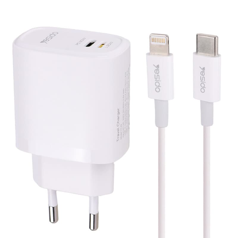 شارژر دیواری 20 وات یسیدو YC44 PD 3A + کابل تبدیل آیفونی — تصویر ۷