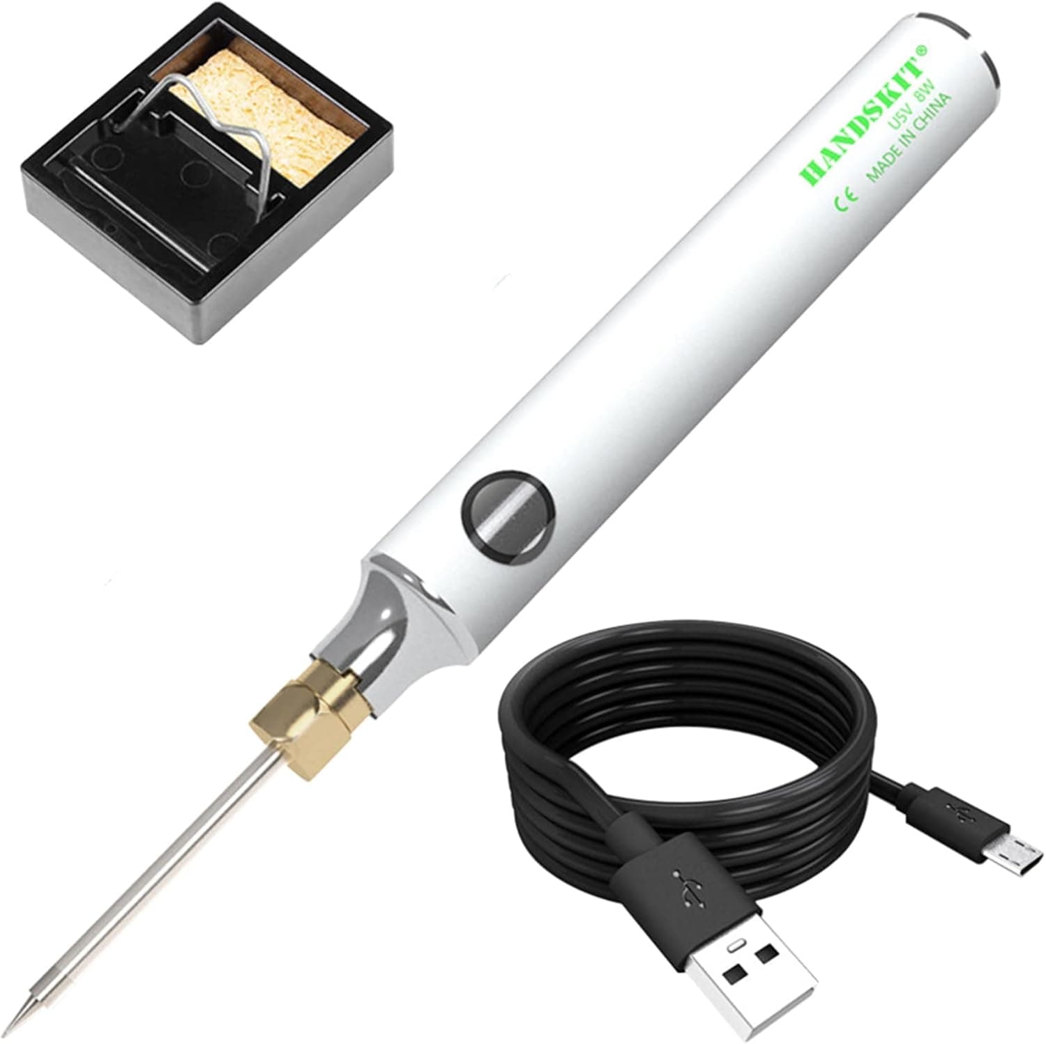 ست هویه USB پرتابل ۸ وات دارای تنظیم دما | 5V 8W Portable USB Soldering Iron Kit
