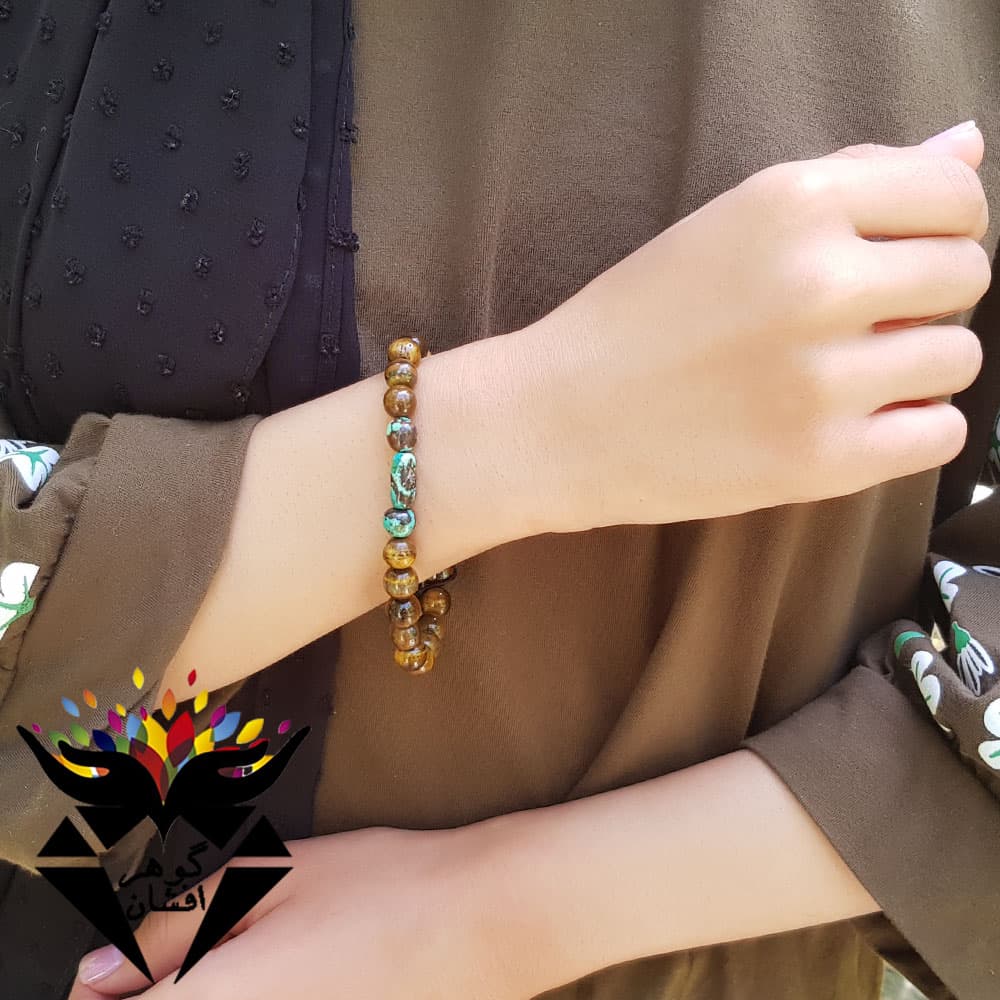 دستبند فیروزه و چشم ببر اصل کد D_1018B