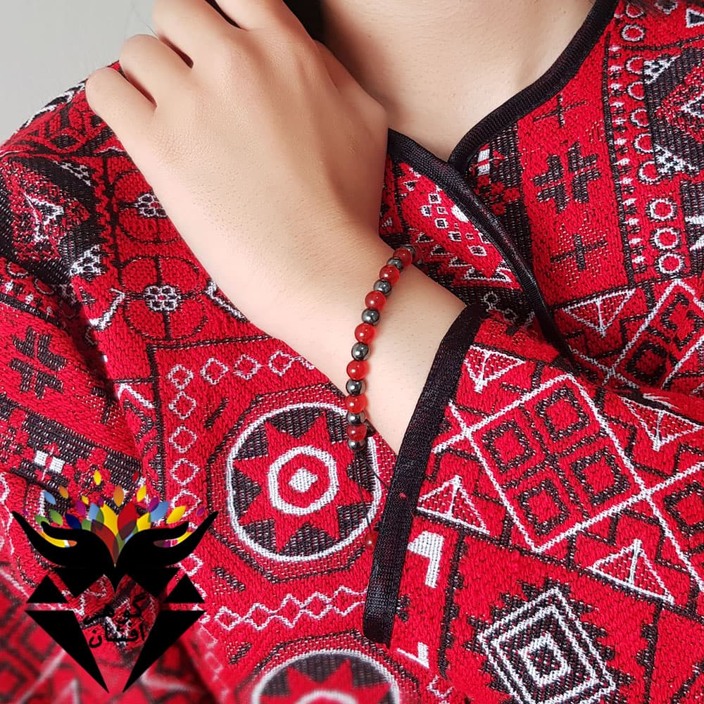 دستبند حدید و جید براق خوشرنگ کد D_1167
