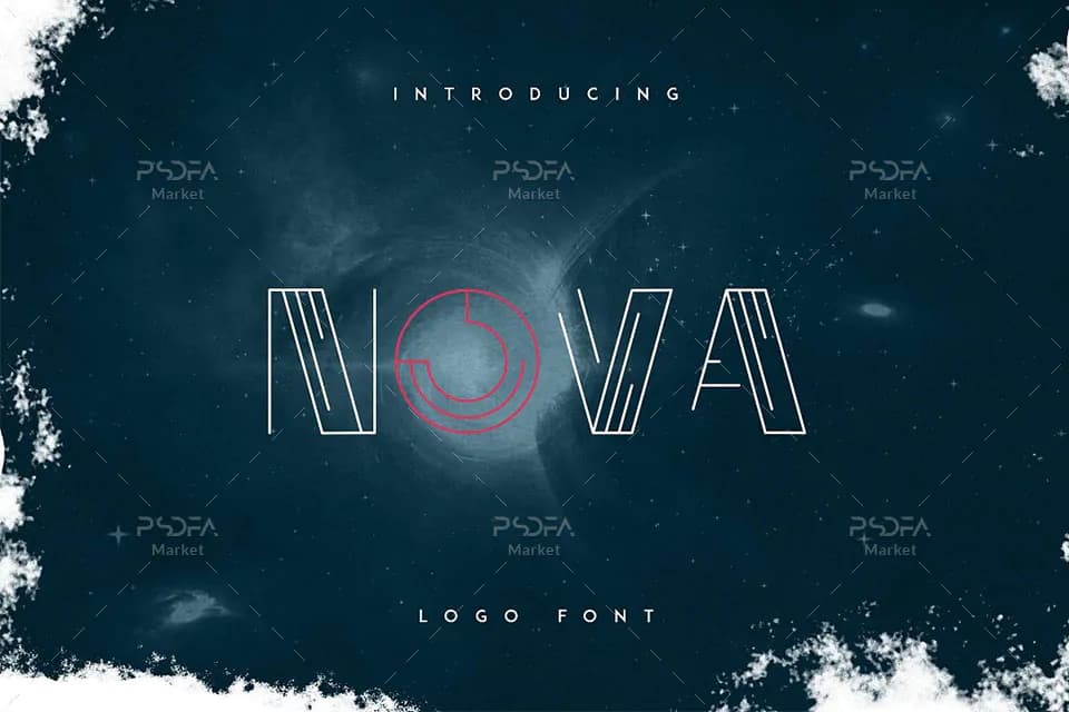 لوگو فونت تکنیکال و توخالی Nova مناسب برای طراحی لوگو