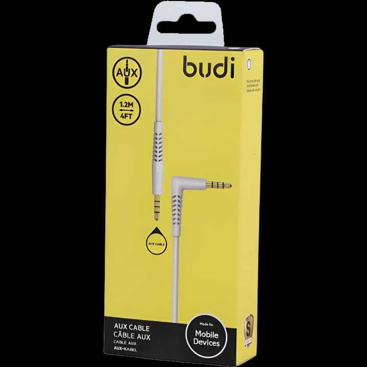 کابل AUX بودی Budi DC150X9012W یکسر L طول 1.2 متر — تصویر ۲