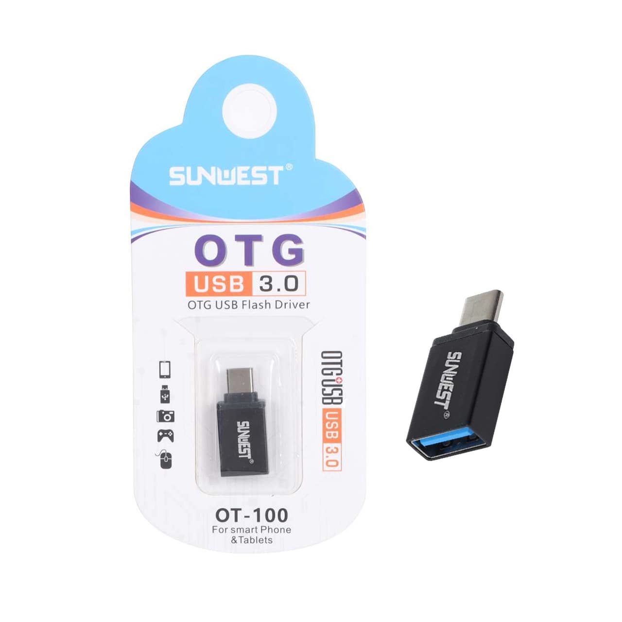 تبدیل SunWest Type-C To USB3.0 مدل OT-100 – مشکی – TCO