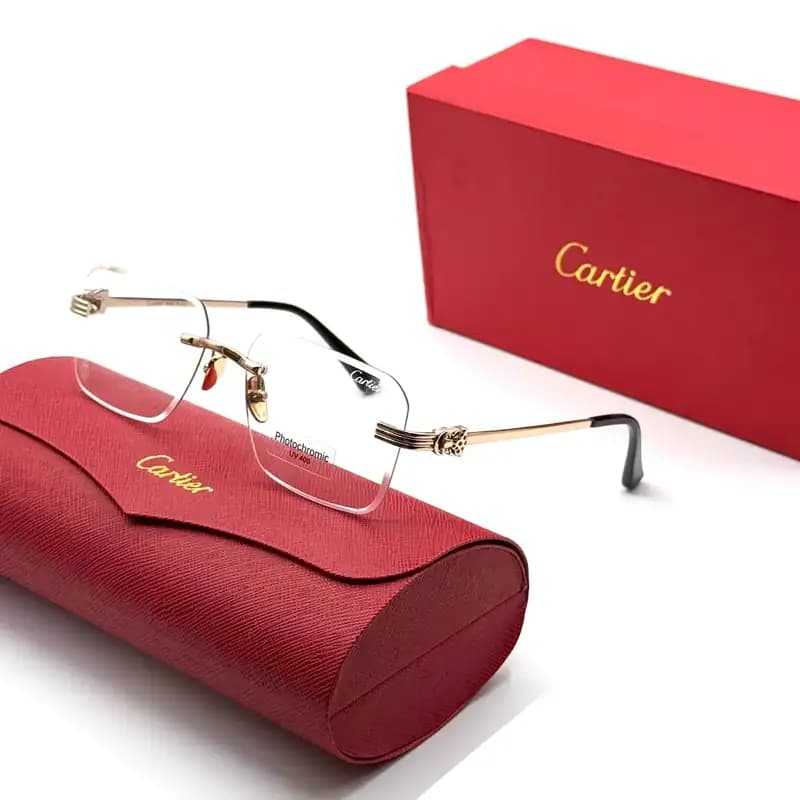 عینک فتوکرومیک و آفتابی کارتیر Cartier مدل 2162 فریم لس مربعی فتوکرومیک