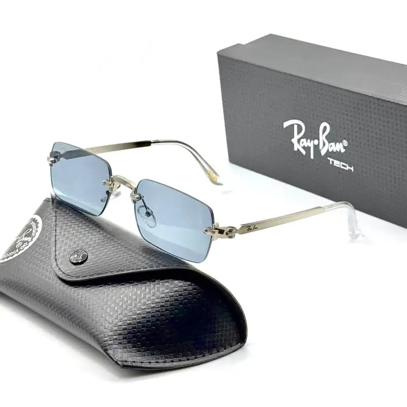 عینک آفتابی و بلوکات ریبن Ray-Ban مدل a2098 فریم لس مستطیل راکی AWGE