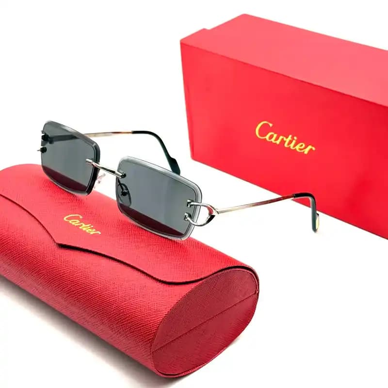 عینک آفتابی و بلوکات کارتیر Cartier مدل a2093 فریم لس مستطیل تراش دار
