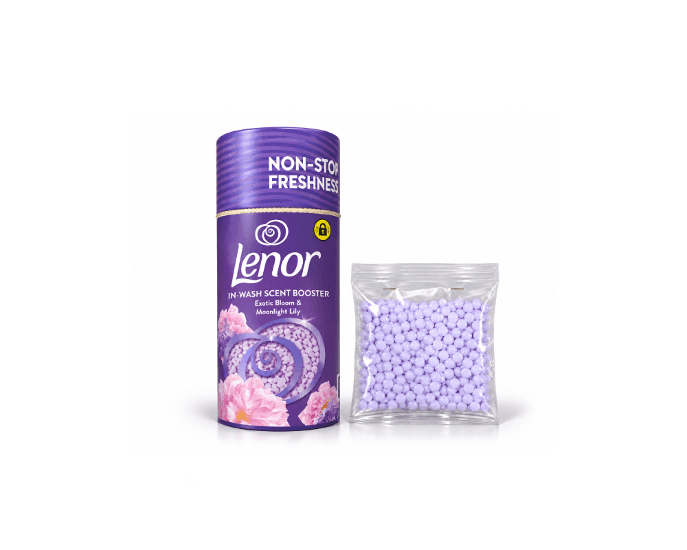 قرص خوشبوکننده لباس (بوستر) لنور Lenor مدل Exotic Bloom and Moonlight Lily بسته ۲۰ گرمی | In-Wash Scent Booster با رایحه گل‌ های اگزوتیک و لیلی مهتابی