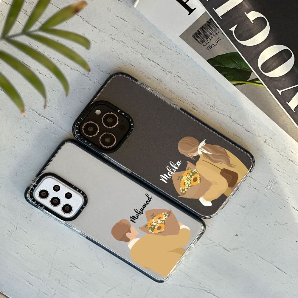 قاب شفاف چاپی سفارشی به اسم دلخواه (کد 0391) مدل sun couple مناسب برای گوشی موبایل سامسونگ Samsung Galaxy A06 / A10S / A12 / A13 / A14 / A15 / A16 / A20 / A21S / A22 4G / A22 5G / A23 / A24 / A30 / A3