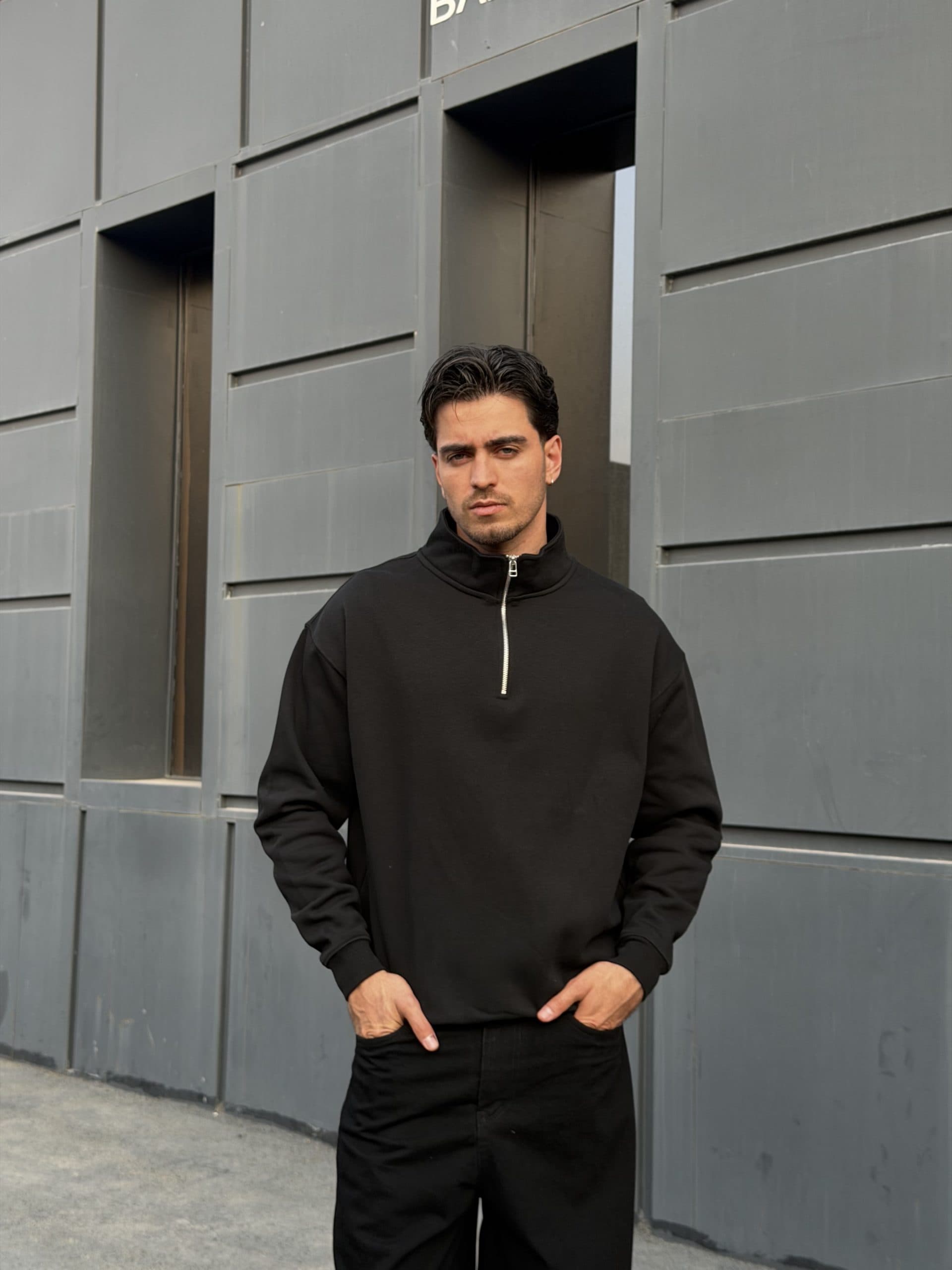 دورس نیم زیپ اورجینال پول اند بیر مشکی/Original STWD Pull & Bear Doors