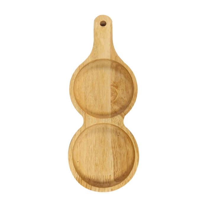 اردو خوری چوبی گرد 2 خانه مدل دسته دار