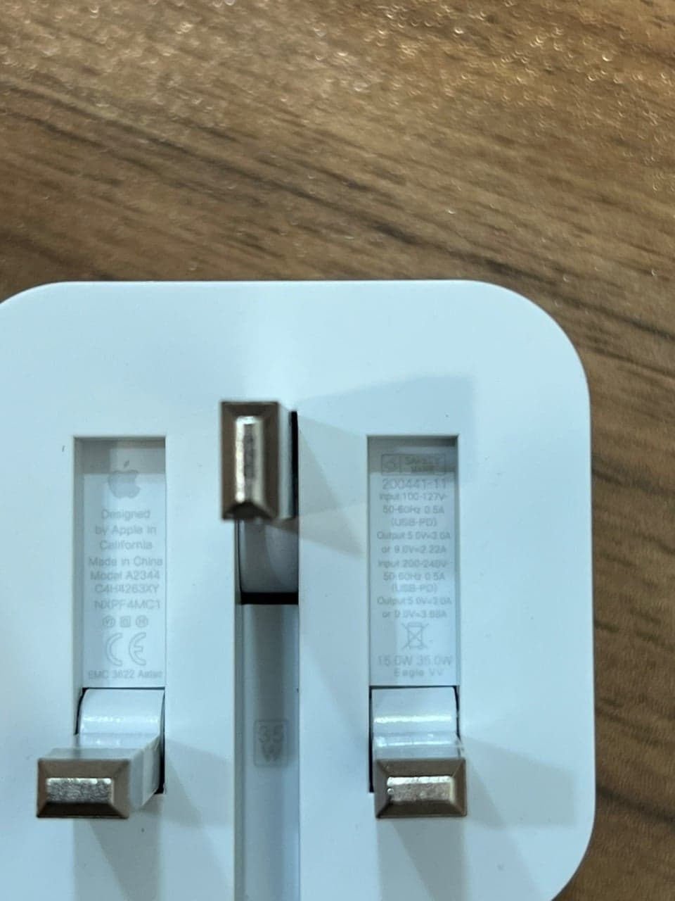 شارژر گوشی اپل ۳۵ وات دو پورت USB-C + سوزن سیمکارت طرح دایره — تصویر ۵