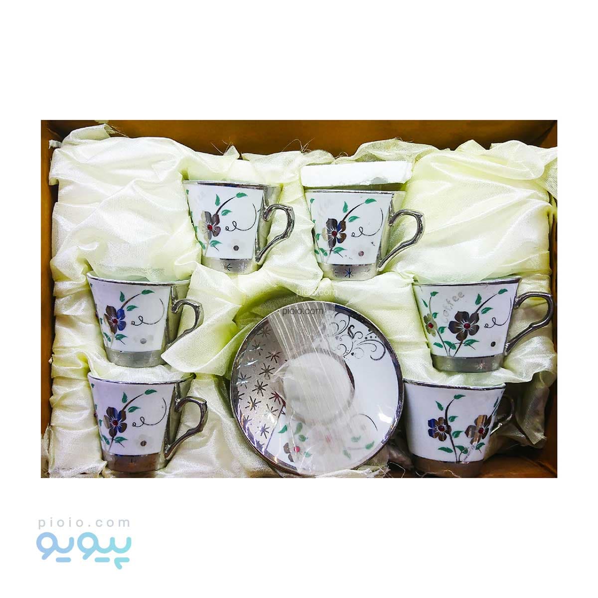 سرویس چای خوری گلدار نقره ای عمده و کارتنی