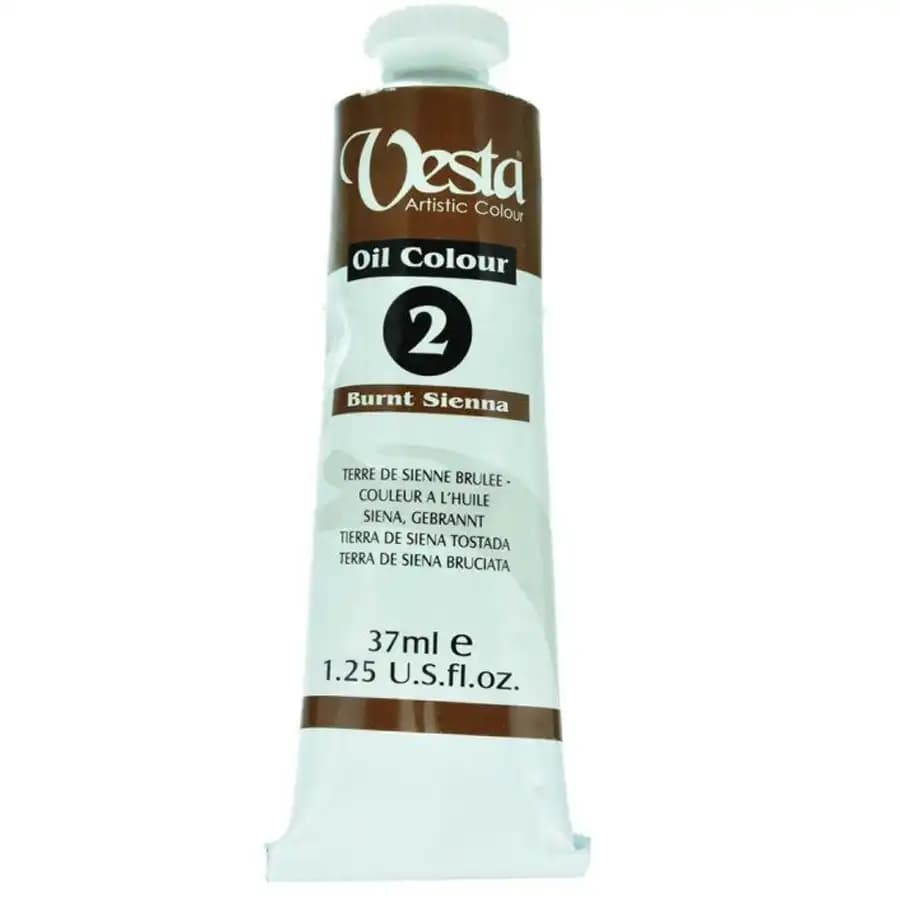 رنگ روغن وستا رنگ Burnt Sienna کد 2 حجم 37 میلی لیتر