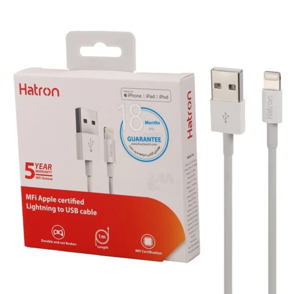 کابل لایتنینگ فست شارژ 2.4 آمپر هترون HC275I طول 1 متر