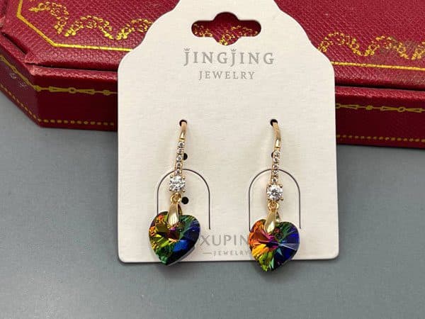 گوشواره ژوپینگ طرح قلب کریستال سواروسکی
