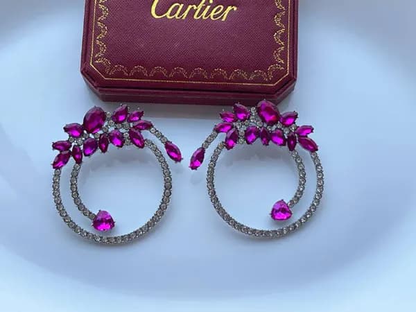 گوشواره طرح جواهر گرد نگینی