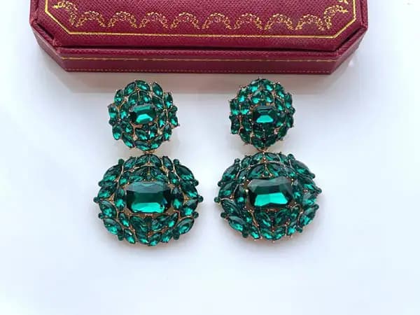 گوشواره کریستال اشکی سبز