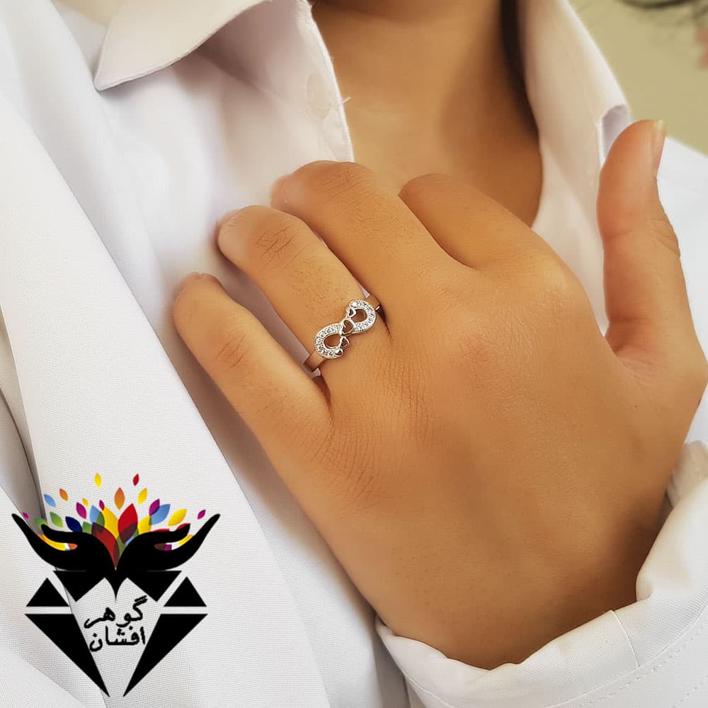 انگشتر نقره طرح بی نهایت و قلب R3268