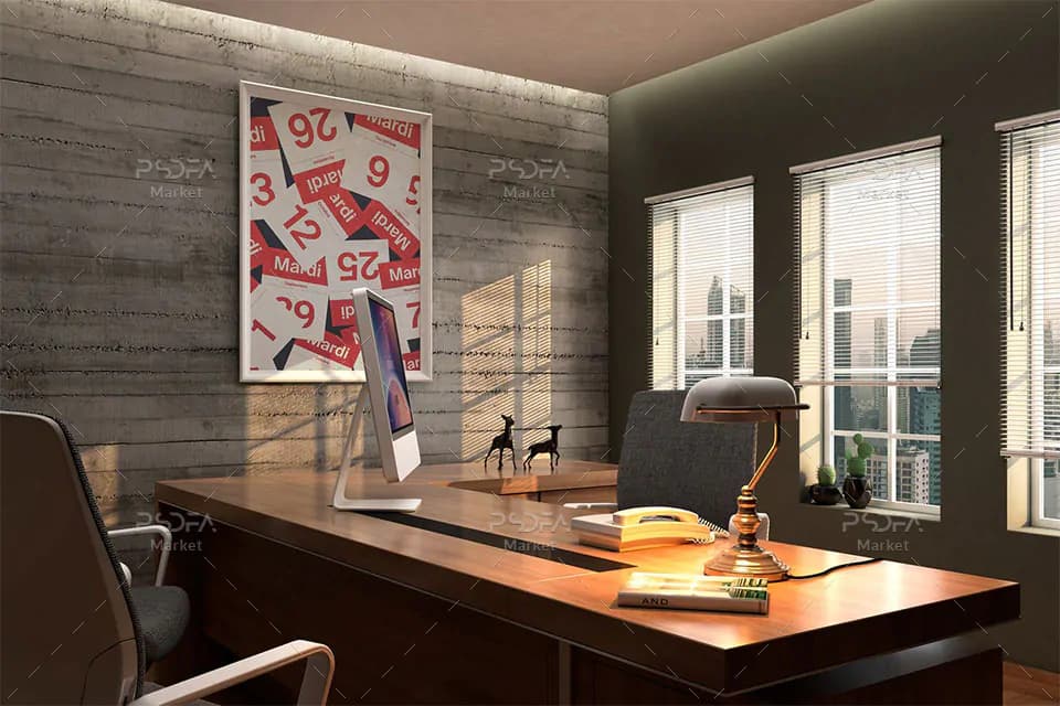 موکاپ تابلو و قاب عکس شیک و زیبا داخل دفتر و شرکت