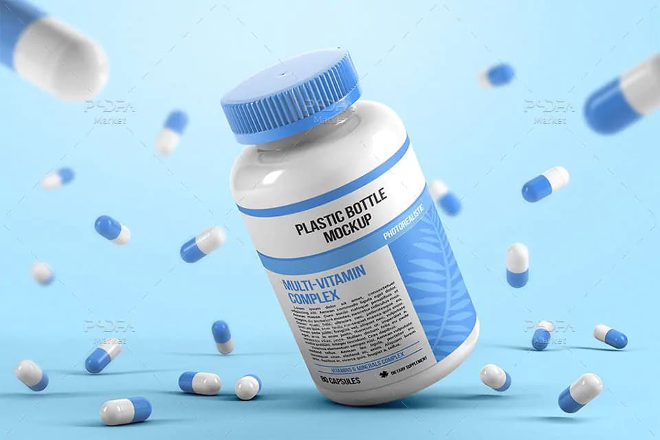 موکاپ قوطی قرص کپسول و دارو پلاستیکی در حالتهای مختلف