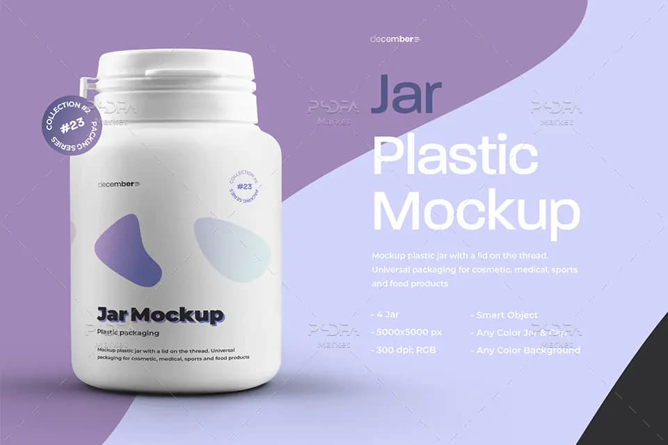 موکاپ قوطی قرص و کپسول دارو پلاستیکی در حالات و نماهای مختلف