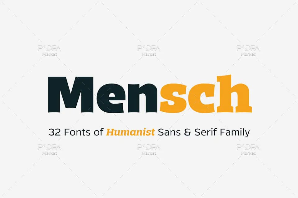 فونت سنس سریف انگلیسی Mensch شامل 32 فونت با وزن‌های مختلف