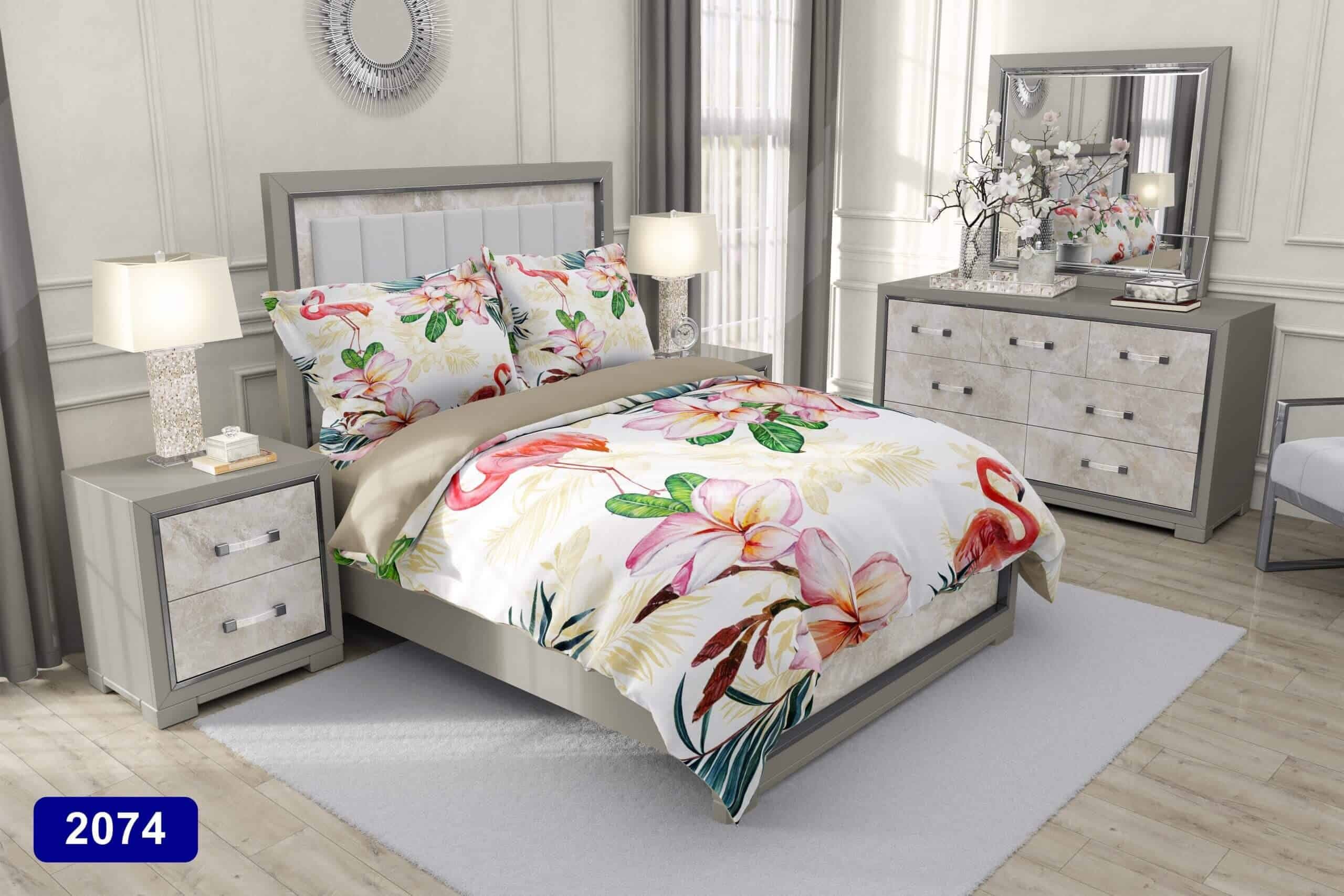 سرویس لحاف روتختی سه بعدی کارینا دو نفره مدل فلامینگو