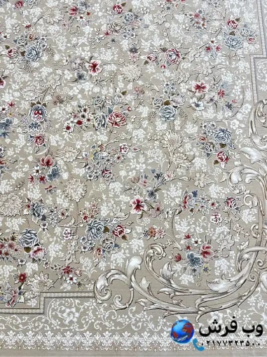 فرش 1200 شانه باغ بهشت نسکافه ای طرح دردانه — تصویر ۴