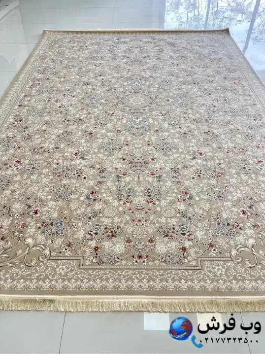 فرش 1200 شانه باغ بهشت نسکافه ای طرح دردانه